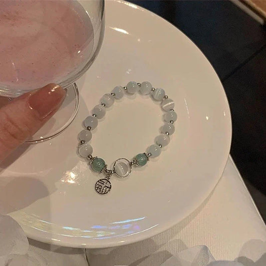 Schlichtes grünes Popcorn-Perlen-Kristallarmband für Damen